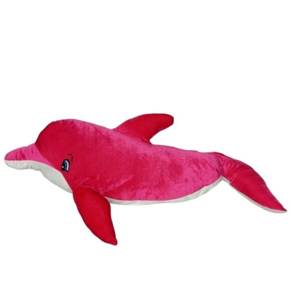 Toy Factory Jumbo Colorful Pink Dolphin Plush Stuffed Animal 6160233 2017 37" - Picture 1 of 5